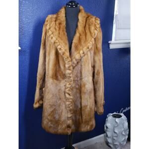 Gorgeous Saga Superior Whiskey Mink Fur Coat Jacket XL Plus